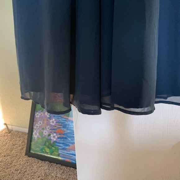 Azazie Navy Blue Bridesmaid Dress- size 8 - Picture 3 of 5